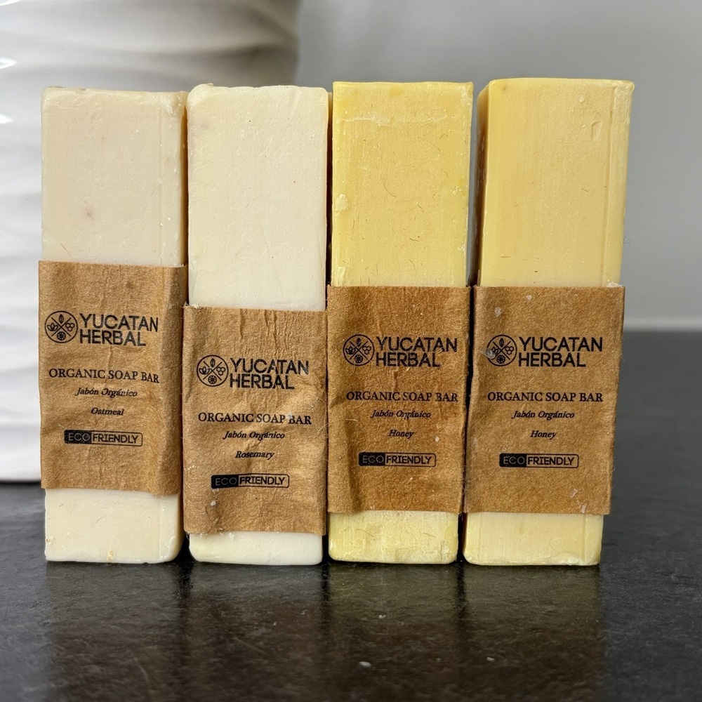 4-NEW Yucatan Herbal Apothecary Mayan Honey, Oatmeal, Rosemary Organic Soap Bars